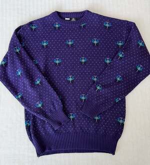 Vintage Kennington California 70s Geometric Speckled Knit Sweater L Purple